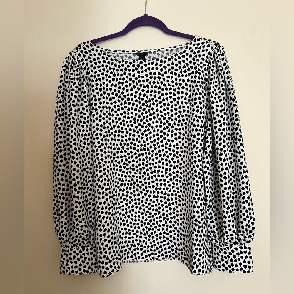 Ann Taylor Tossed Buds Mixed Media Wide Cuff Top
